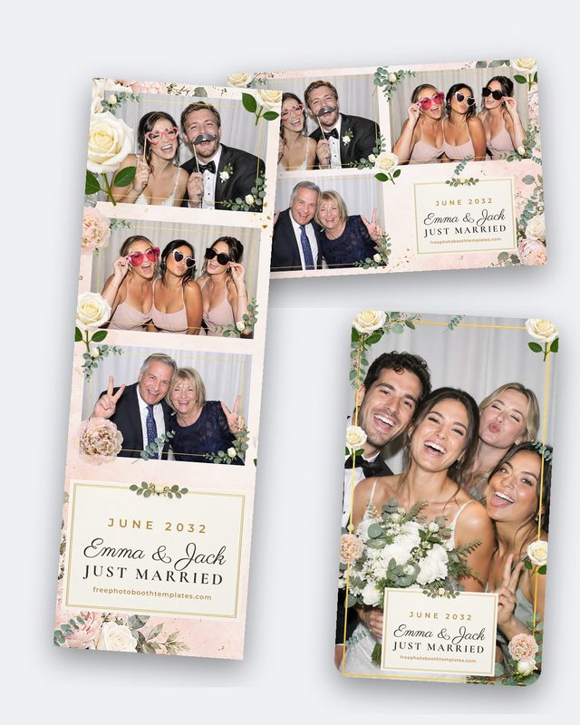Blush & Eucalyptus free wedding photo booth template preview