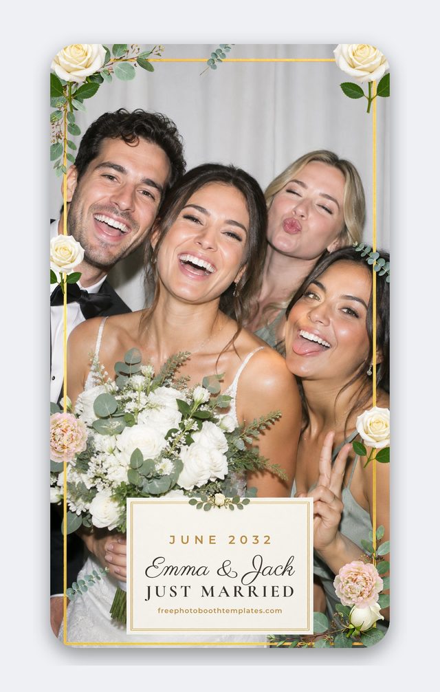 Blush & Eucalyptus — 1080x1920 phone photo booth overlay (wedding photo booth template)