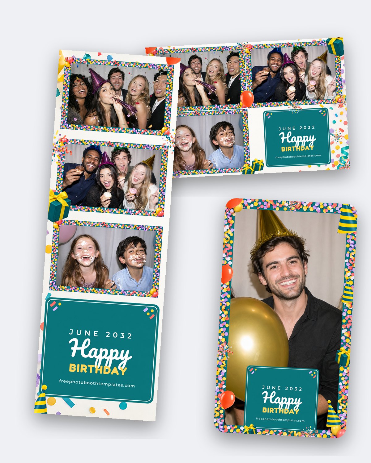 Confetti Pop free birthday photo booth template preview