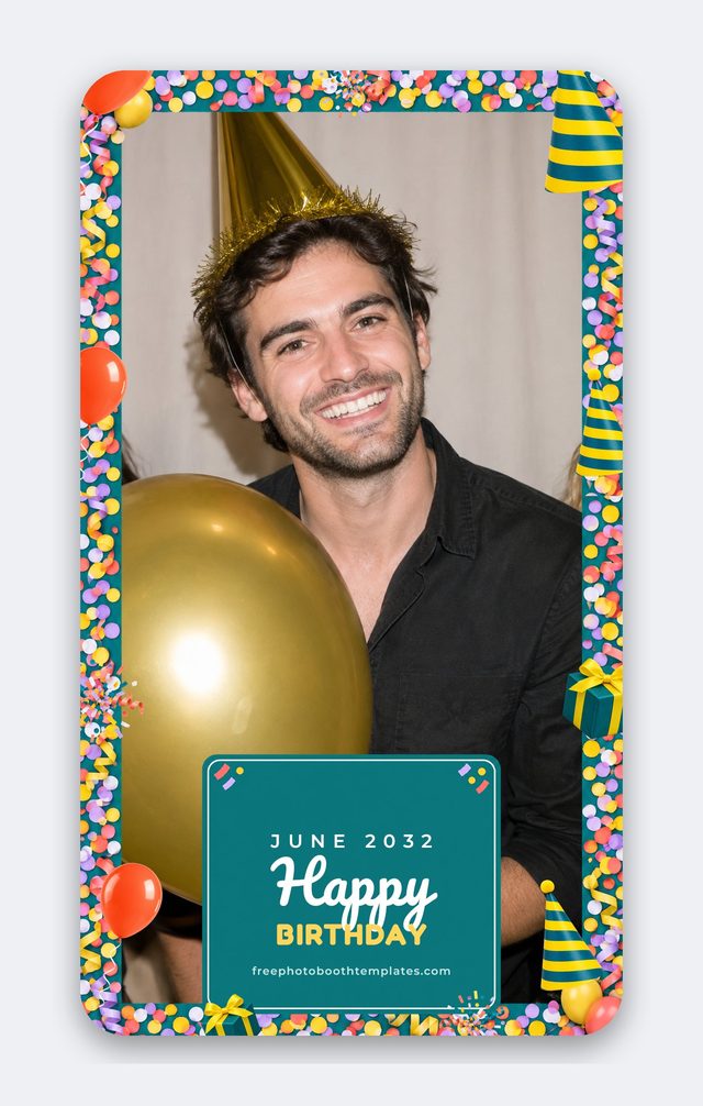 Confetti Pop — 1080x1920 phone photo booth overlay (birthday photo booth template)