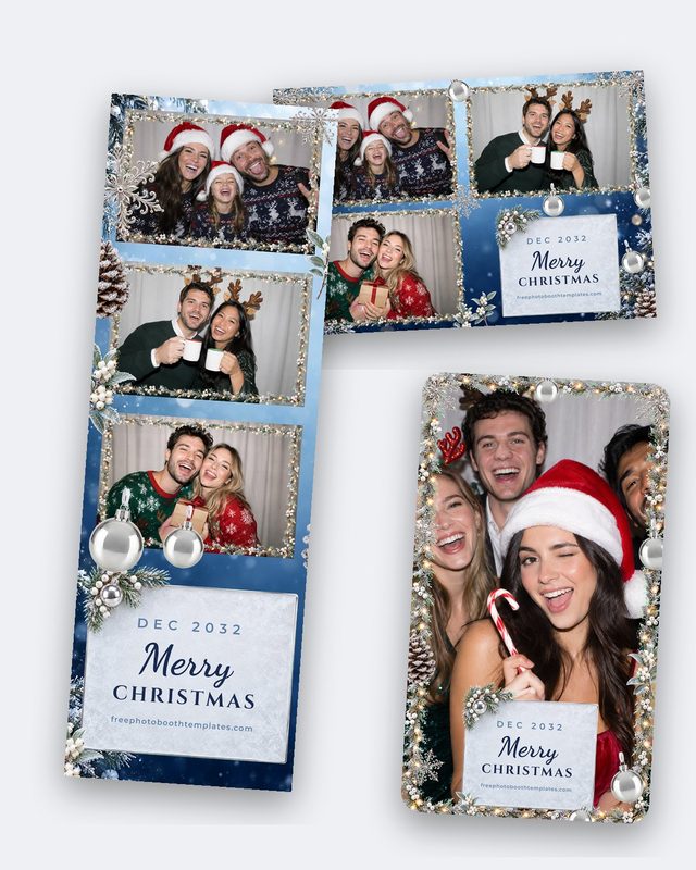Frosted Winter free christmas photo booth template preview