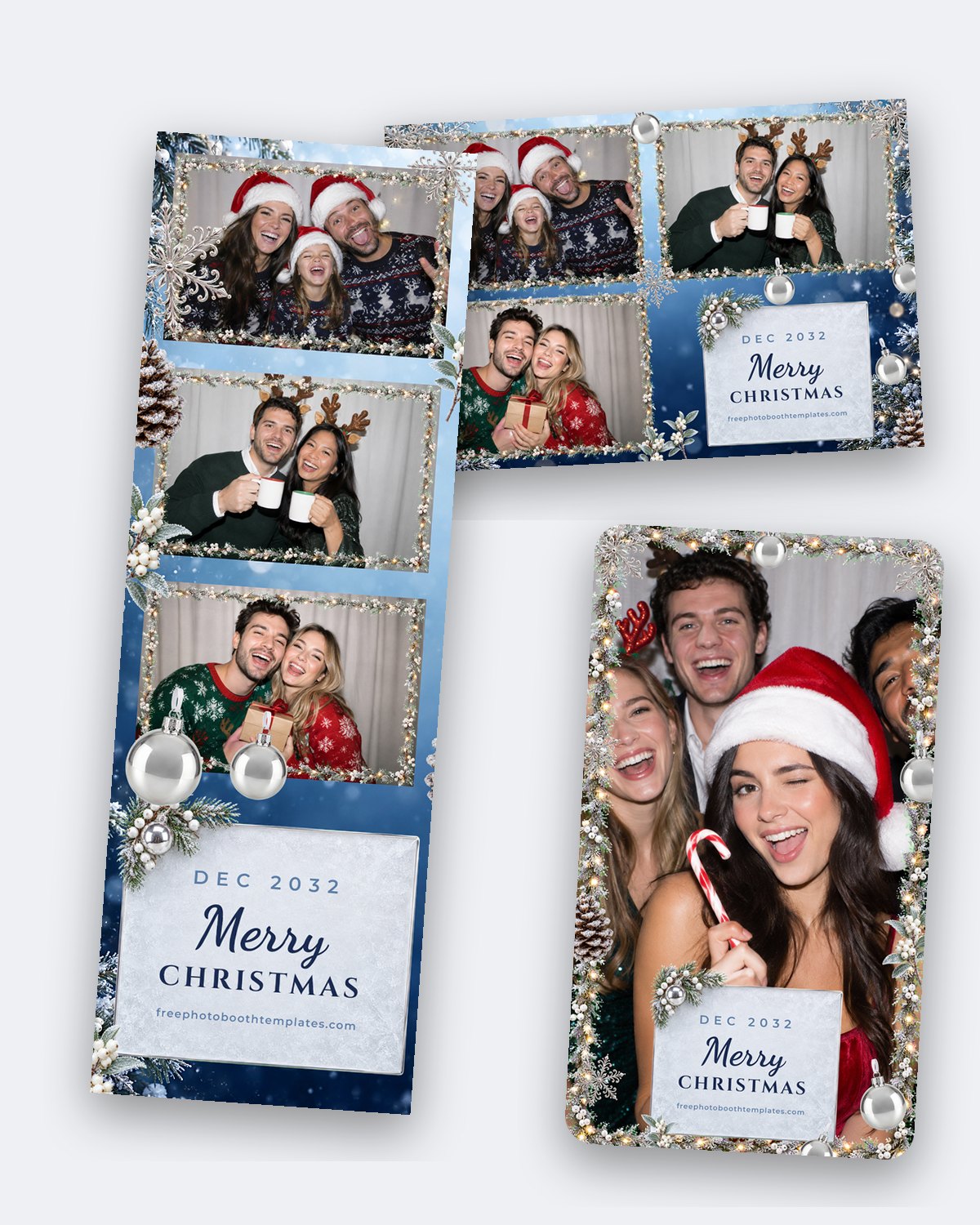 Frosted Winter free christmas photo booth template preview
