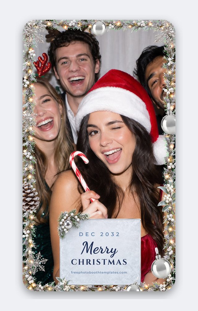 Frosted Winter — 1080x1920 phone photo booth overlay (christmas photo booth template)