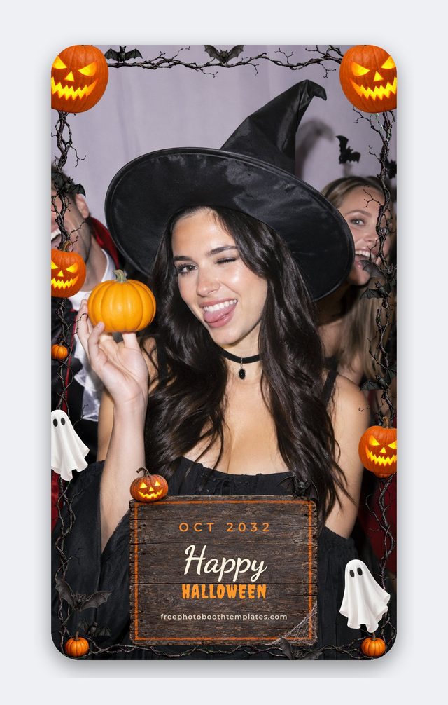 Haunted Pumpkin Patch — 1080x1920 phone photo booth overlay (halloween photo booth template)