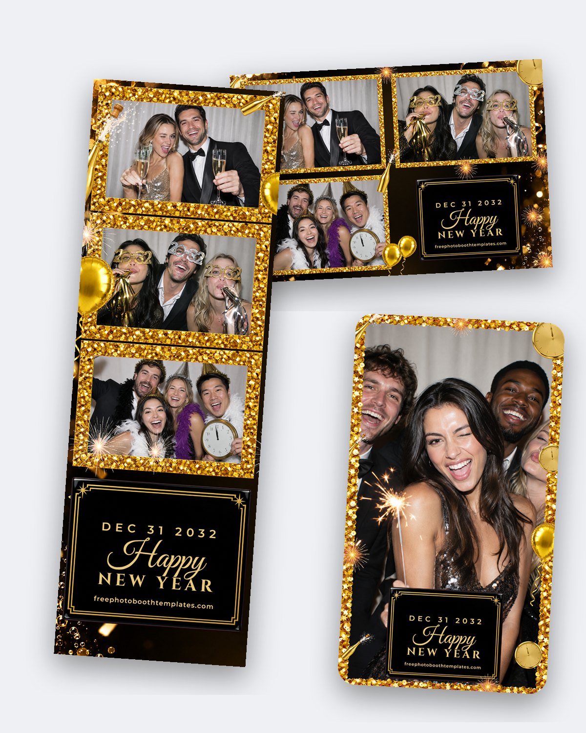 Midnight Gold Countdown free new year's eve photo booth template preview